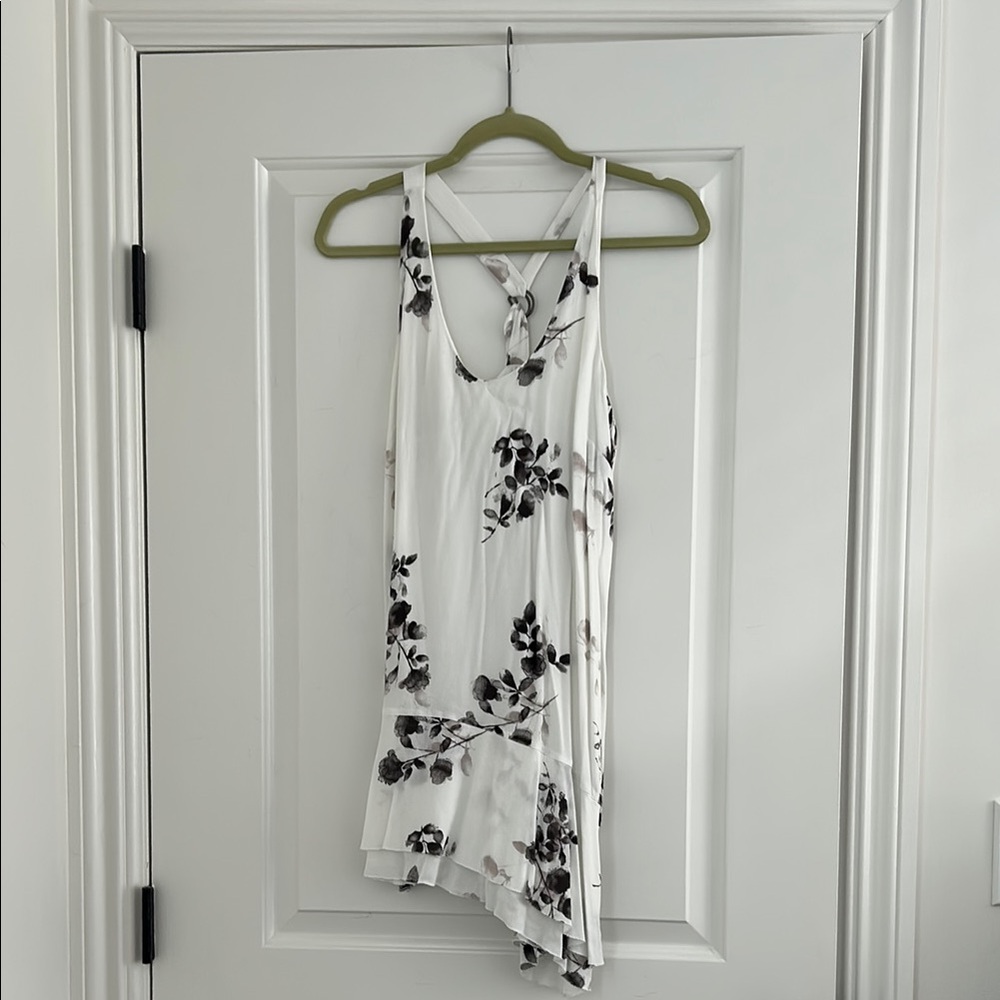 Asymmetrical White Floral Dress